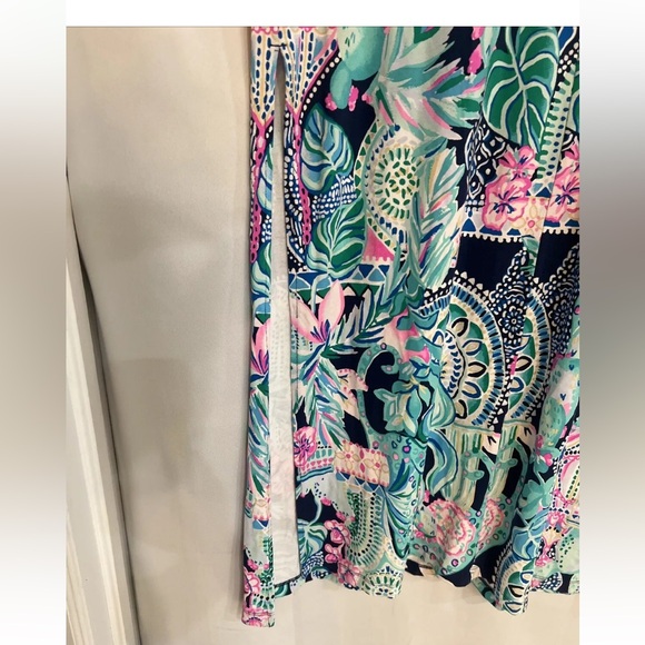 Lilly Pulitzer Looking Sharp Wynne Maxi Dress Animal & Cactus Print Pink Blue Xs - Picture 3 of 5